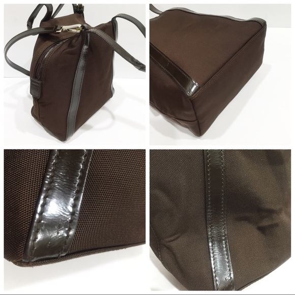 Gucci brown nylon and leather vintage mini satchel bag - Picture 8 of 11